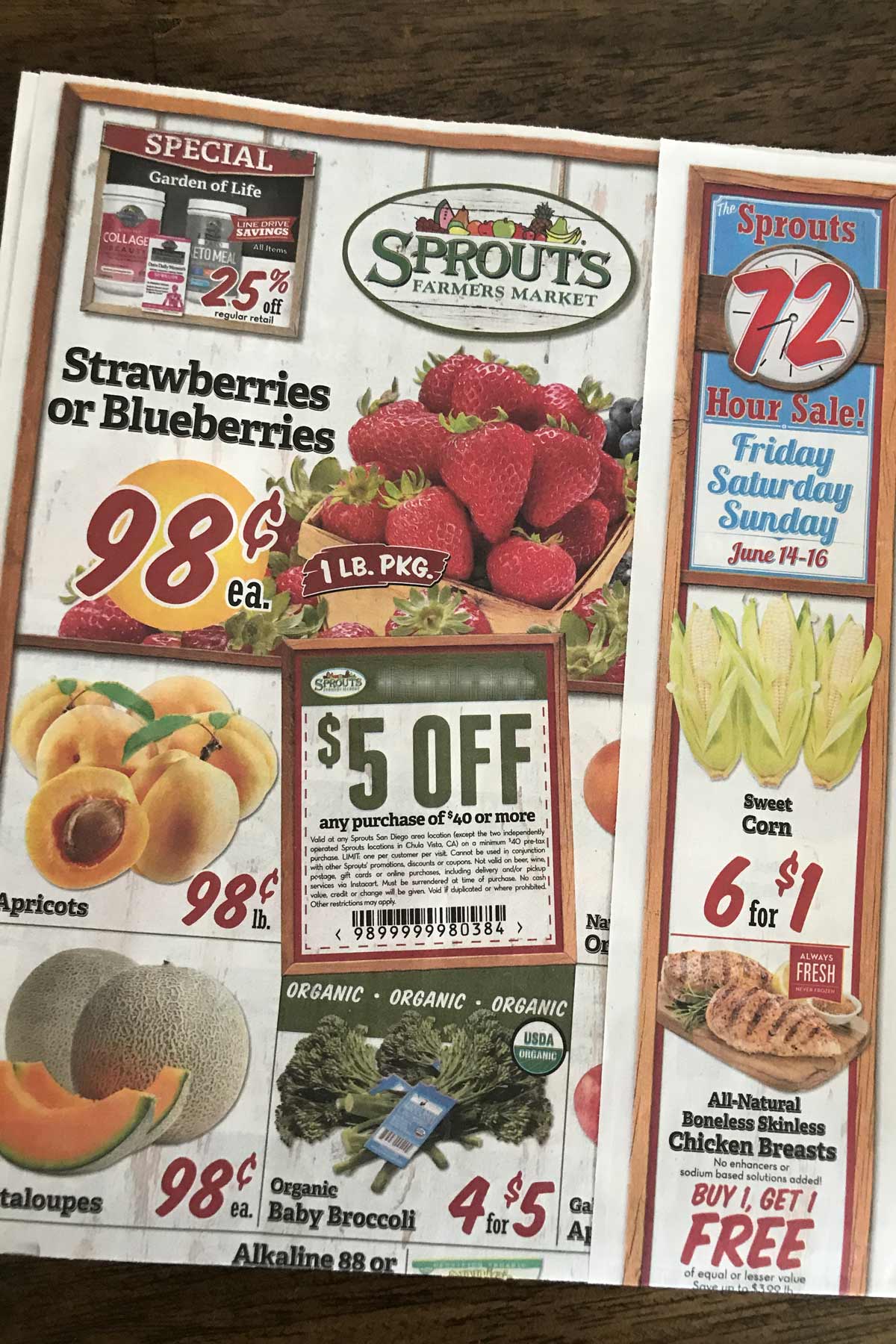 newspaper grocery sales ad of fresh produce.