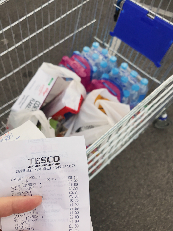 tesco receipt and full cart
