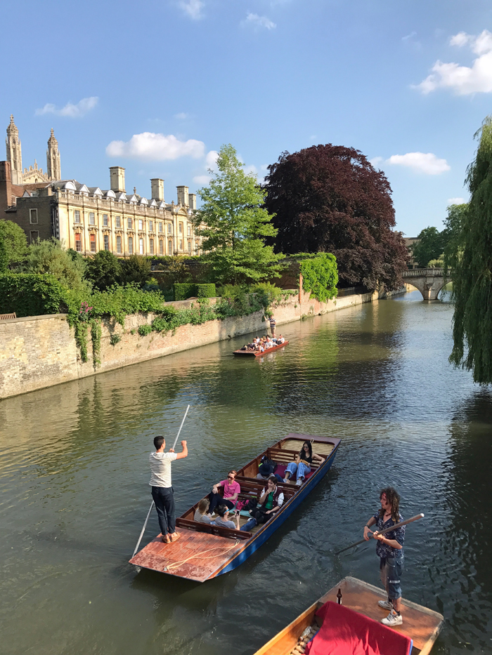 Cambridge river with punters in boats