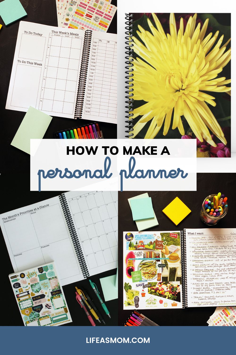 collage of personal planner views, with text overlay.