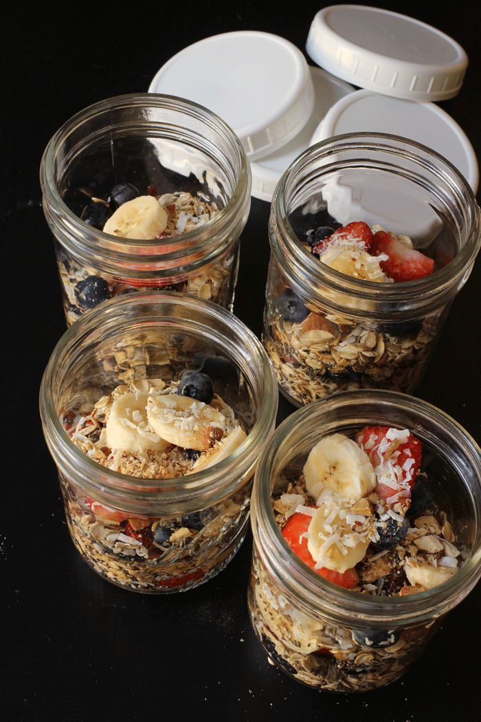 overnight oats in jars with dry ingredients