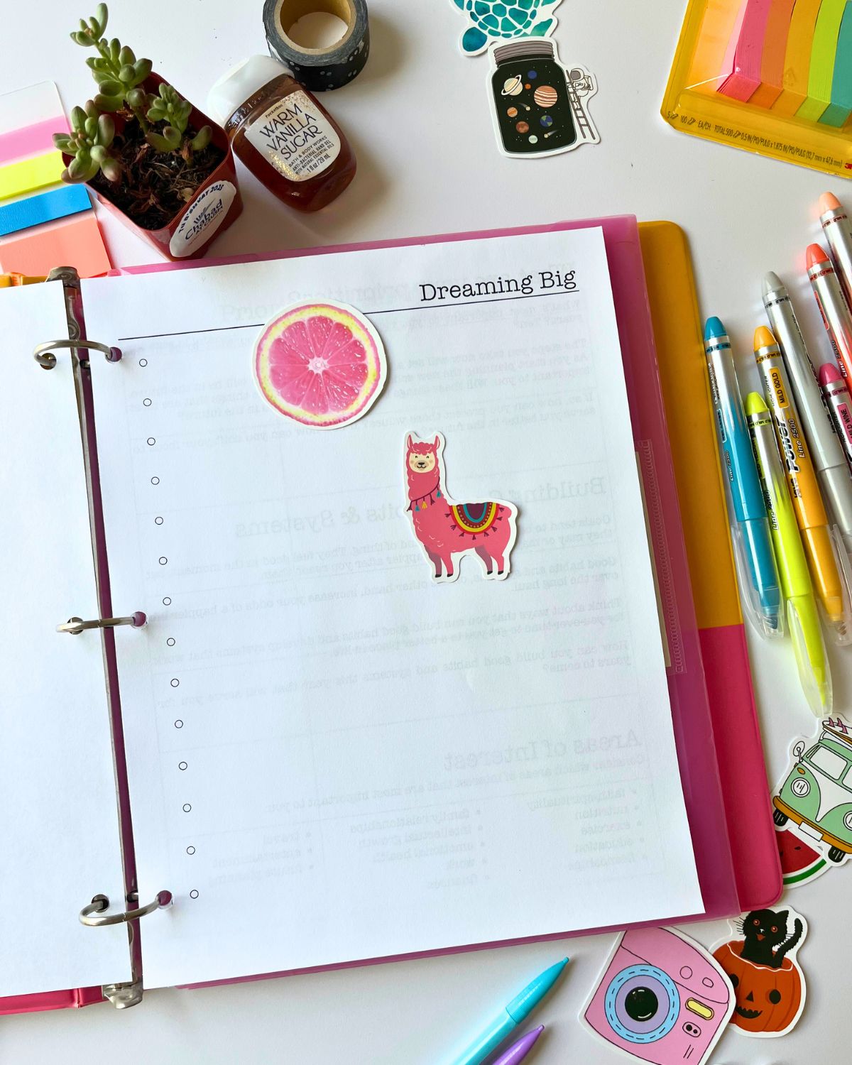 student planner open to dreaming big page.