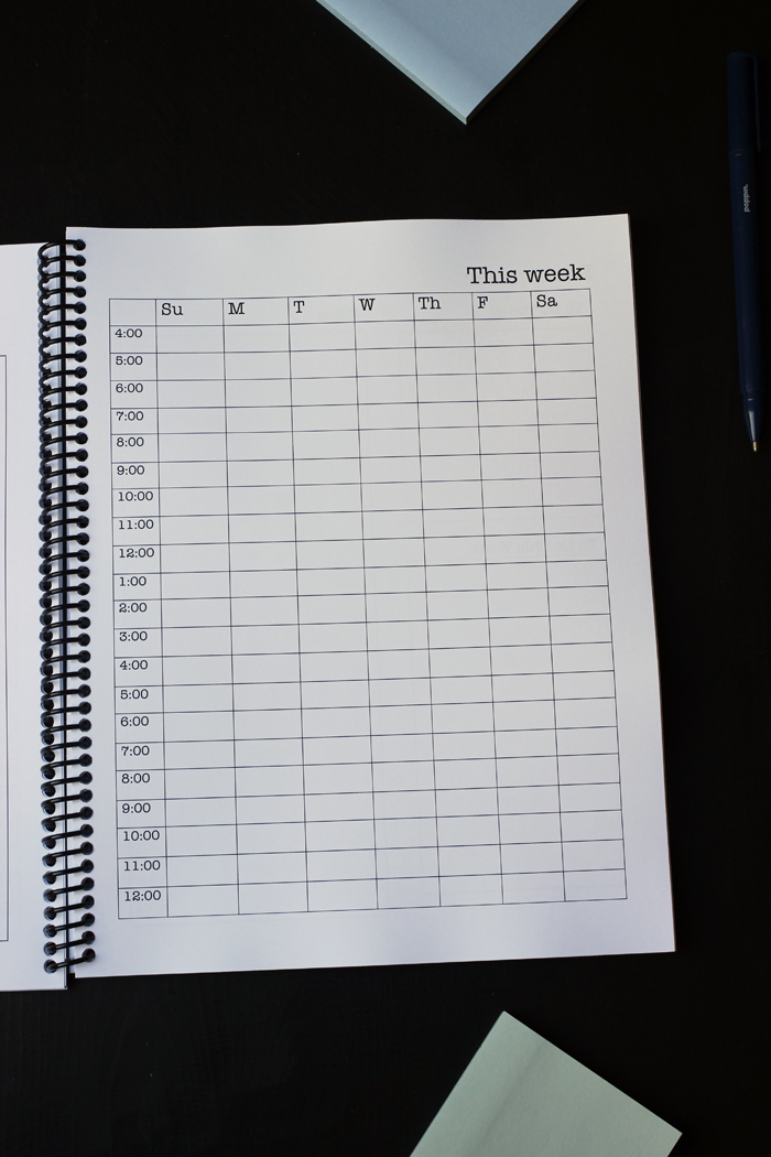 student planner hourly schedule