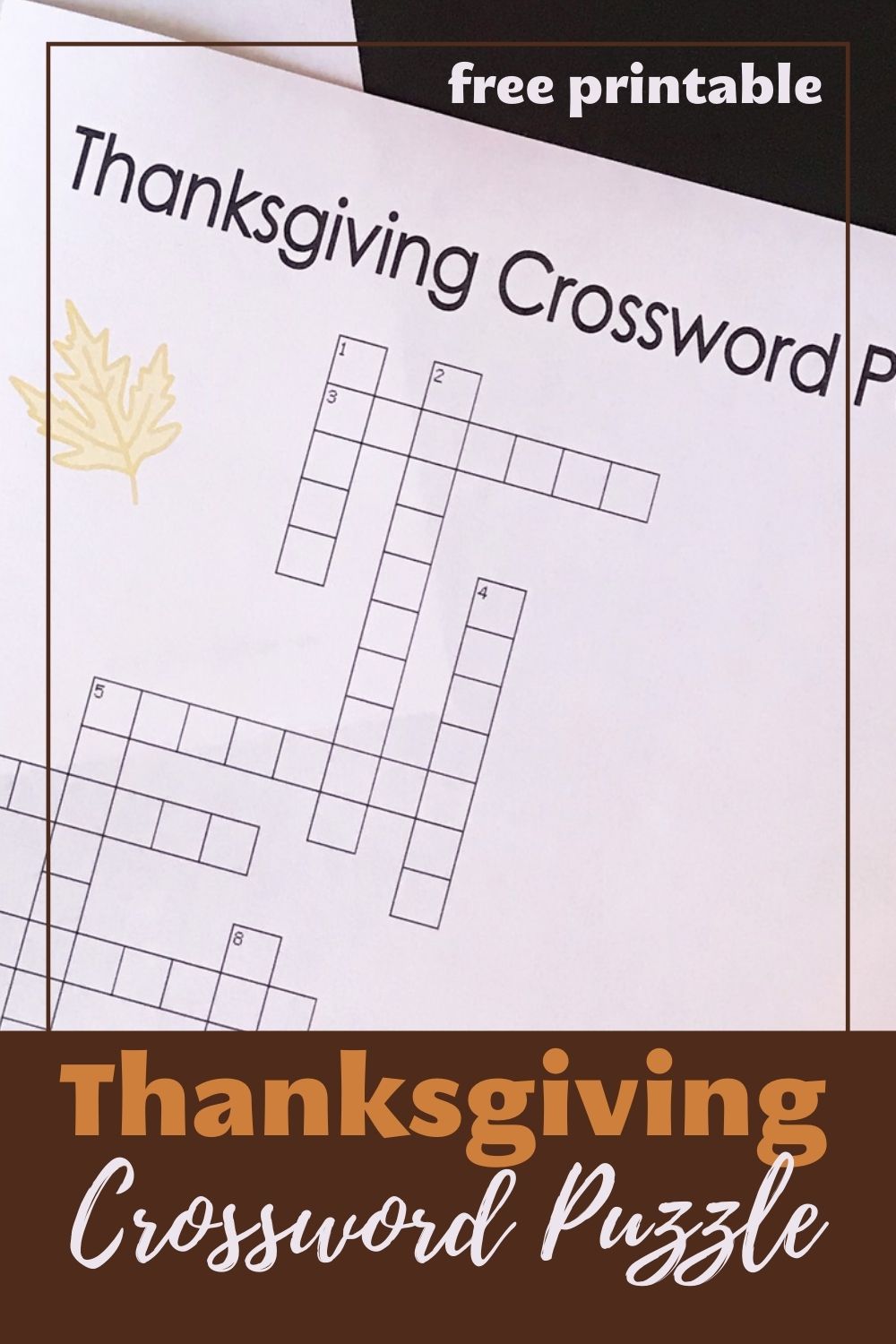 image of thanksgiving crossword puzzle with text overlay.