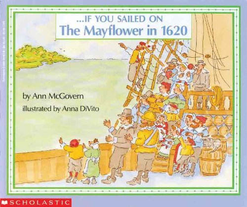 cover image of If You Sailed on the Mayflower, featuring a crowd of people on the deck of a ship waving goodbye.