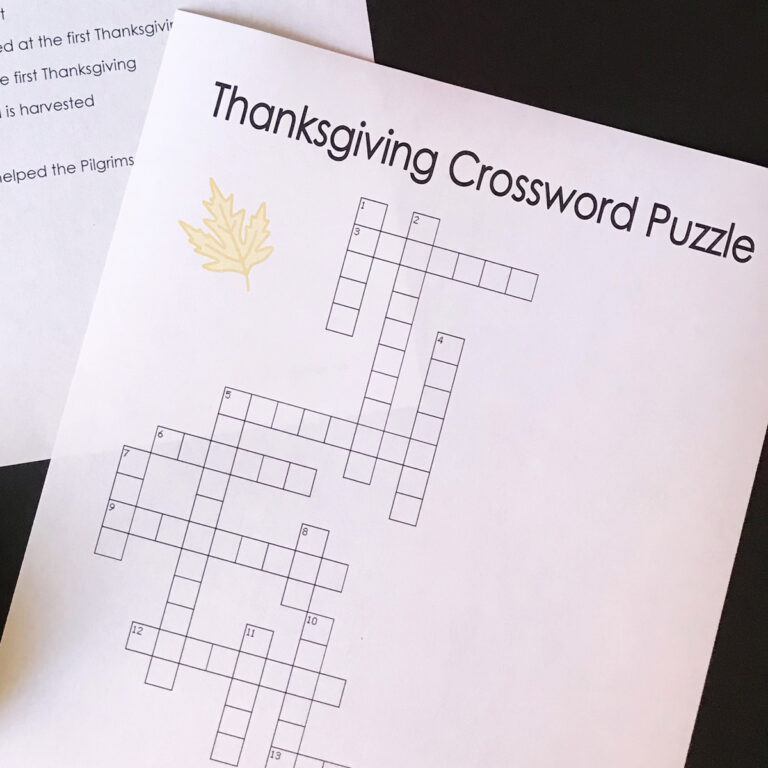 Thanksgiving Crossword Puzzle & Word Search