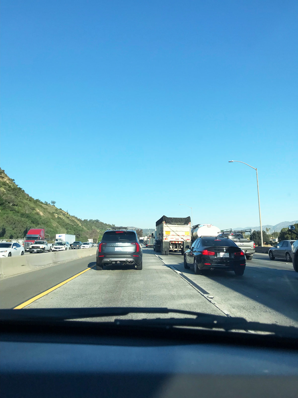 view from the window of a car in traffic.