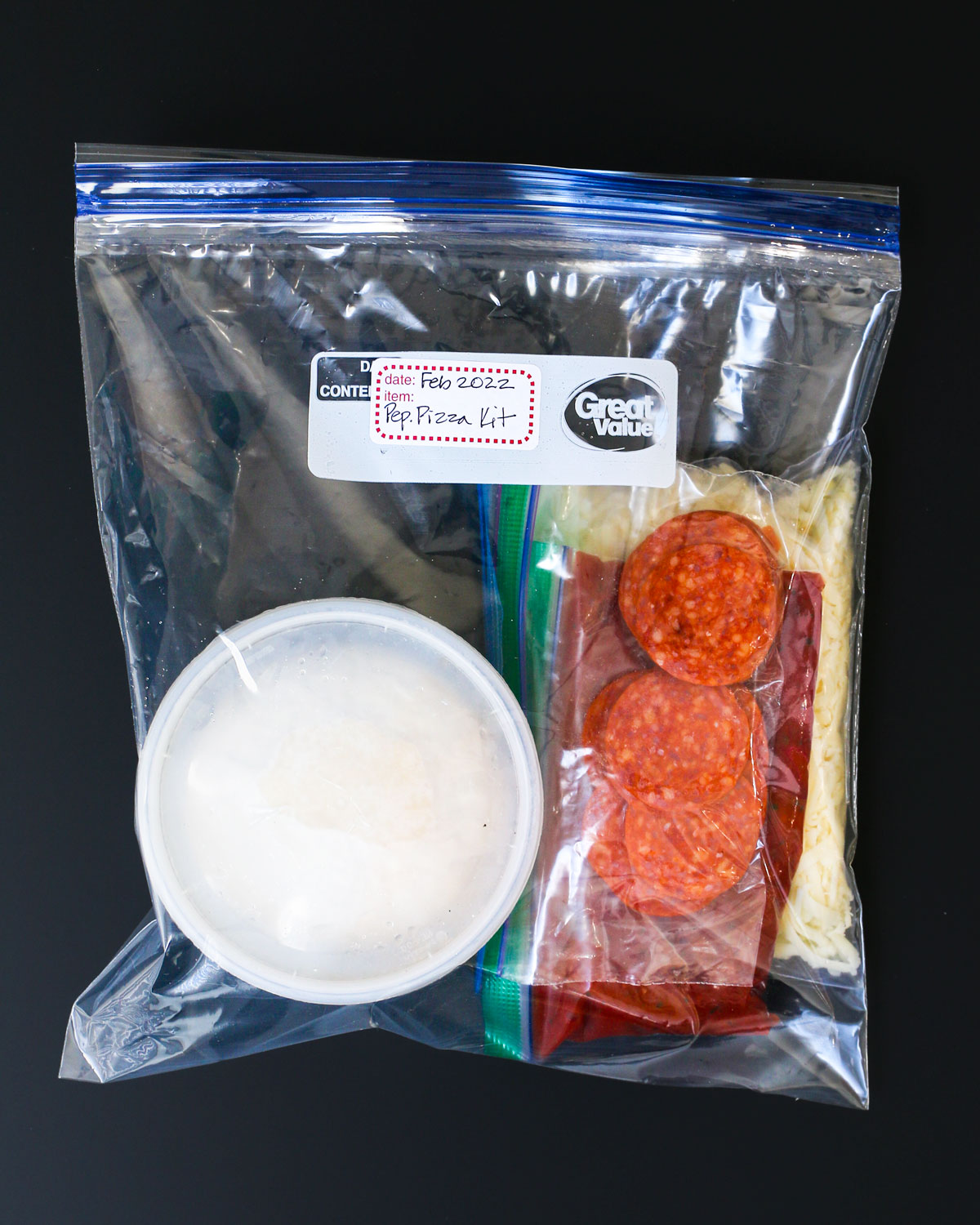 packaged freezer meal kit to make pizza.