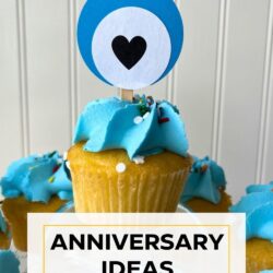 cupcake with heart topper, with text overlay.