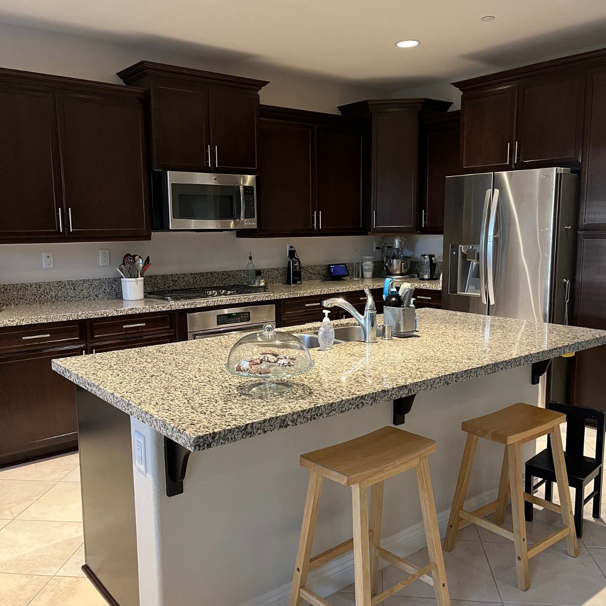 clean kitchen with counters cleared.