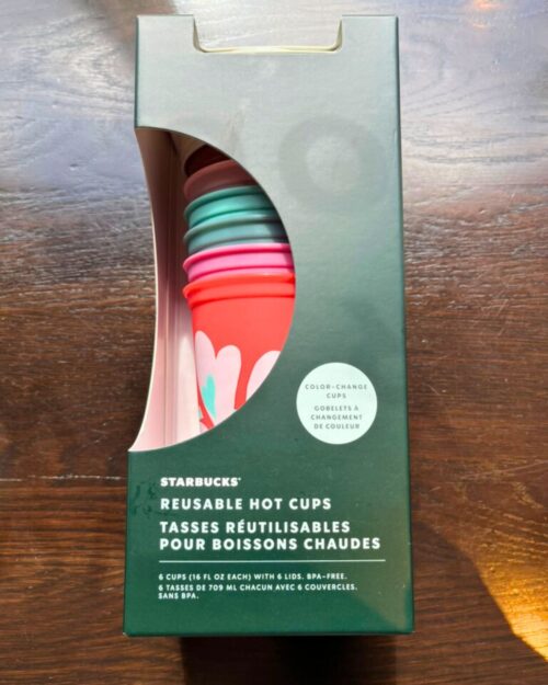 a box of color change cups from starbucks.