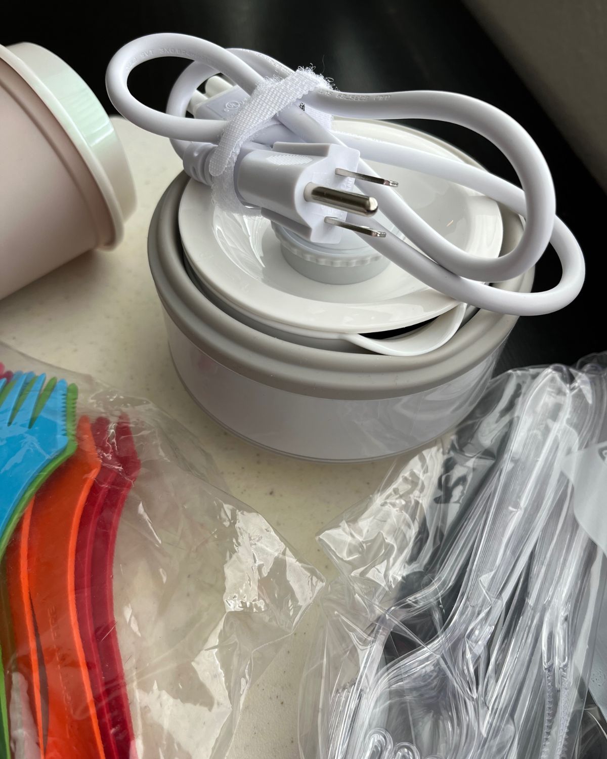 collapsible kettle with picnic kit items.