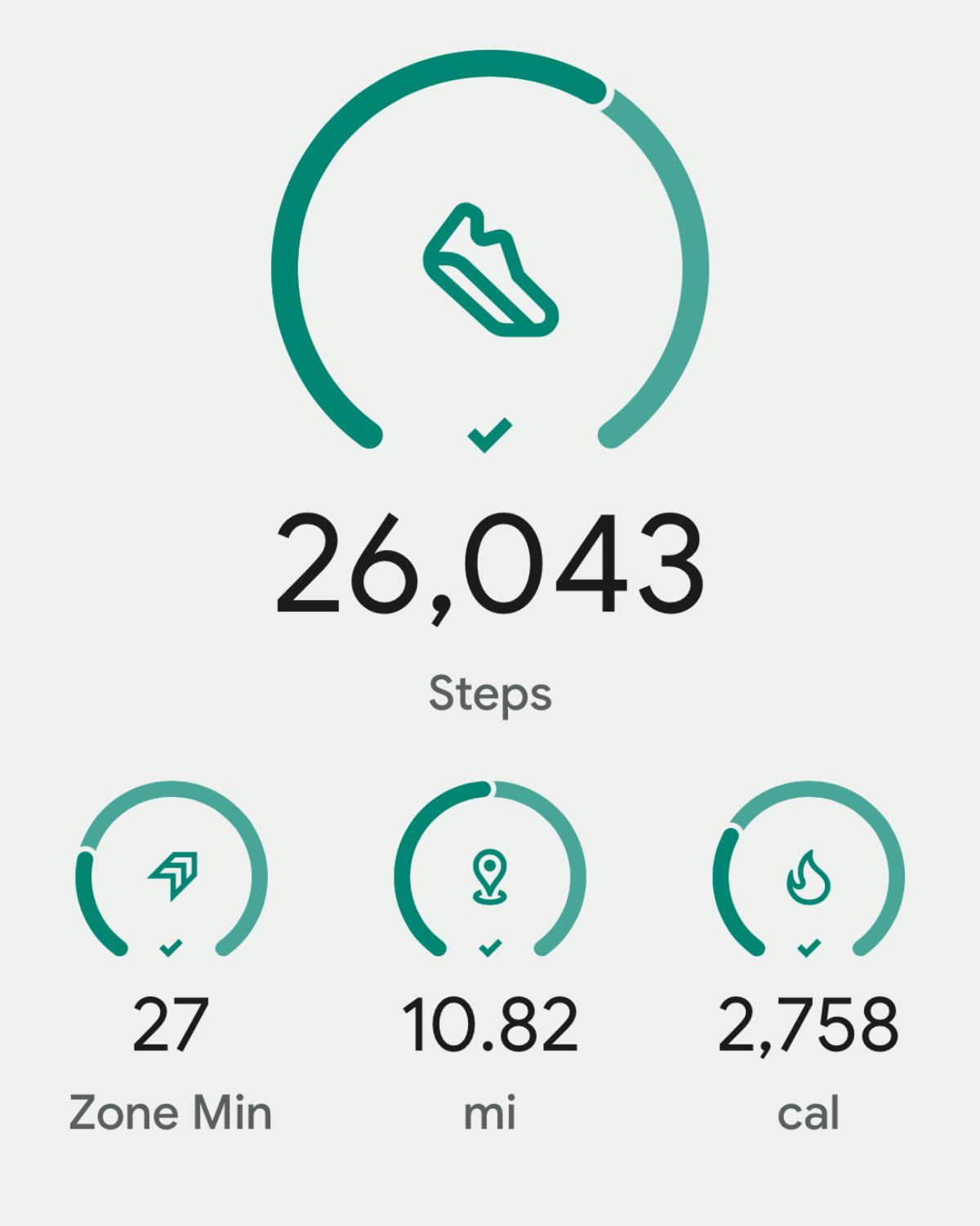 screenshot of fitbit app, showing 26k steps.