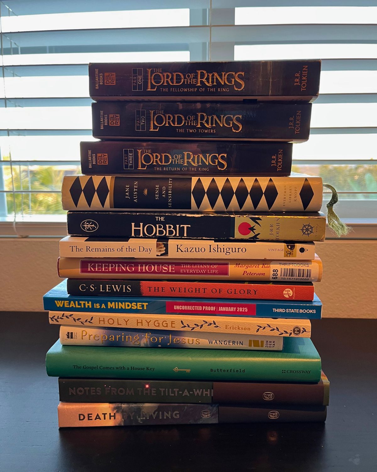 stack of books from to be read pile.