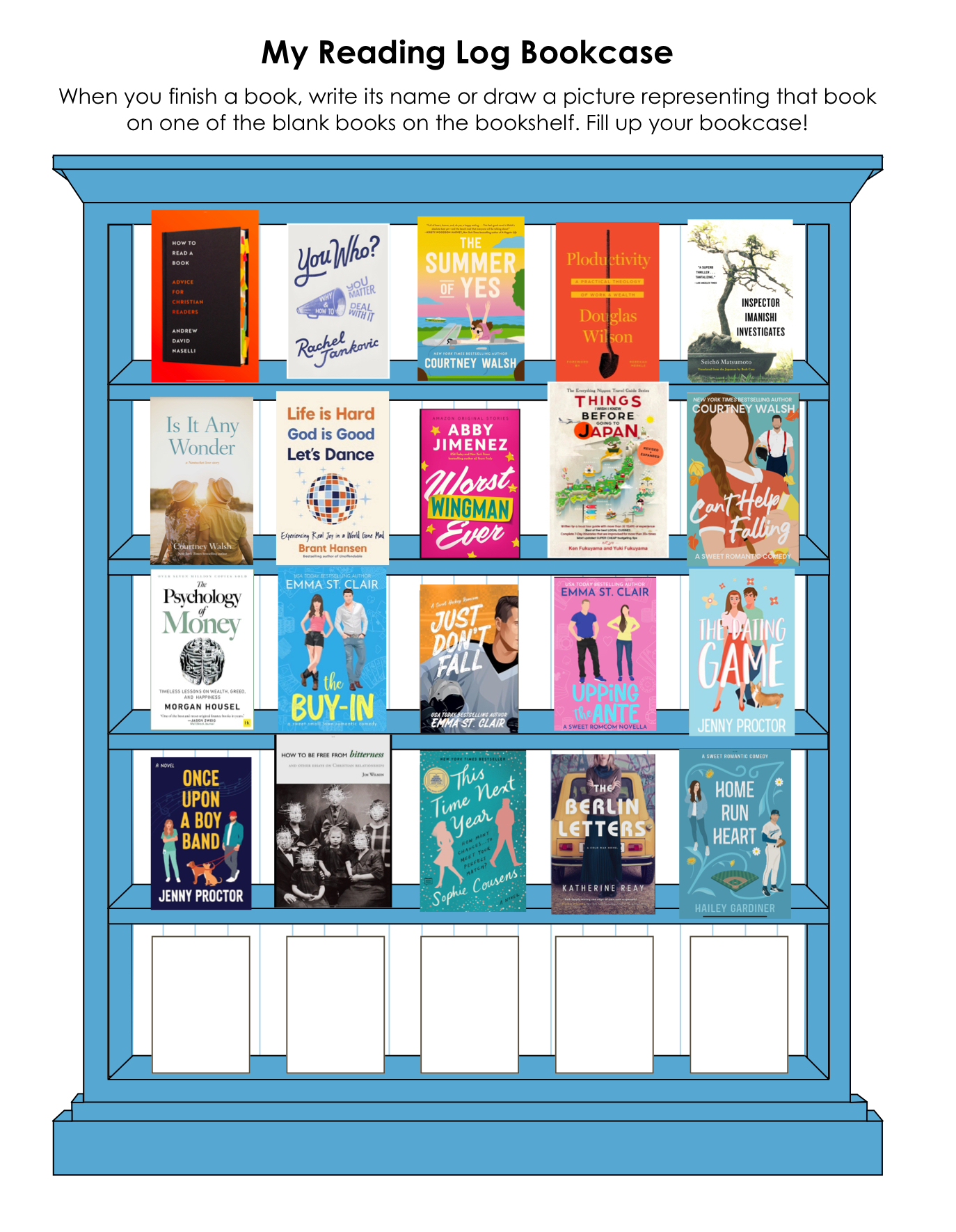 updated bookshelf of books read in 2025.