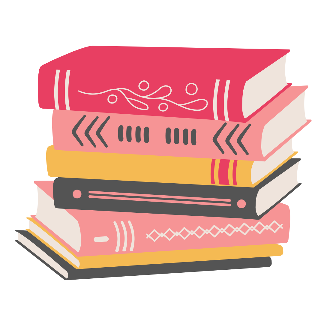 stack of pink books illustrated.