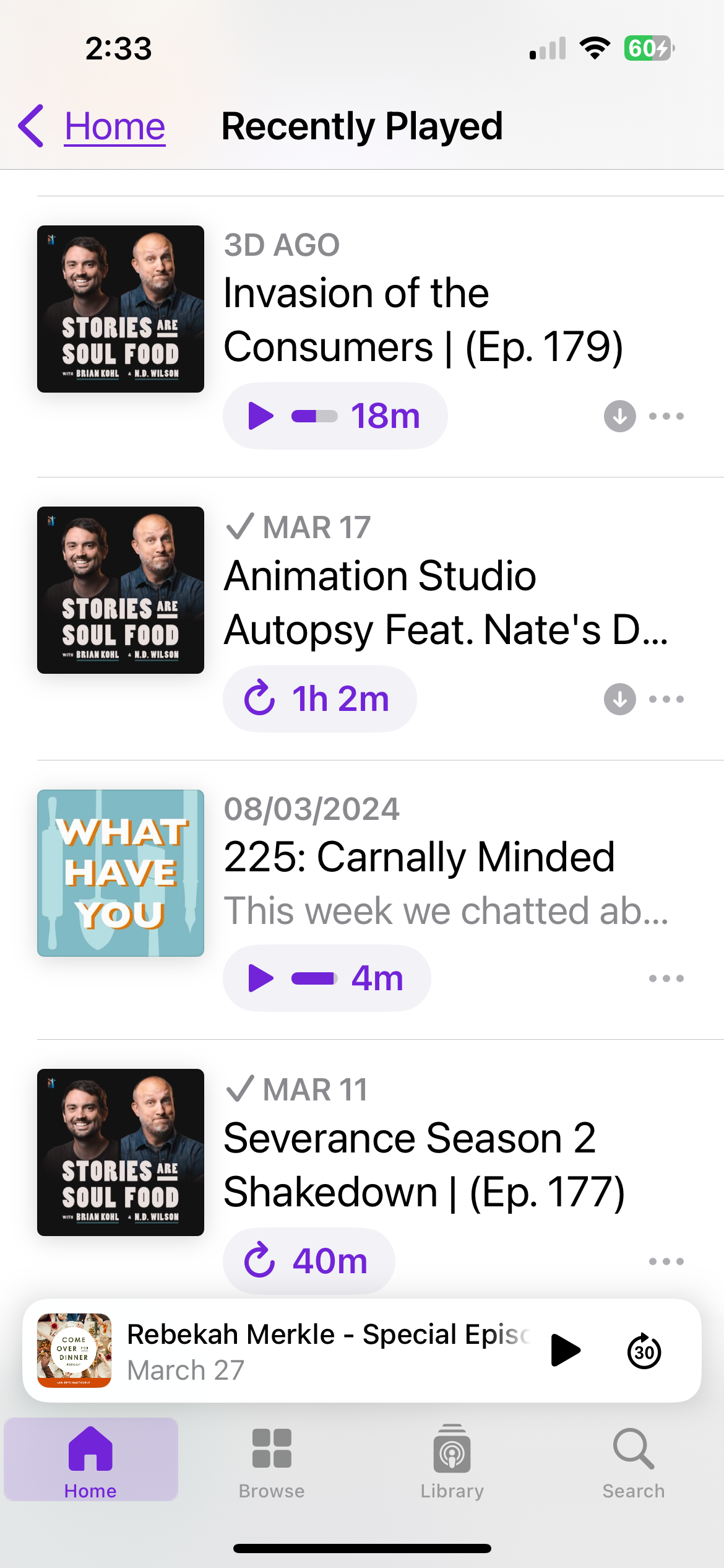 screenshot of podcasts.
