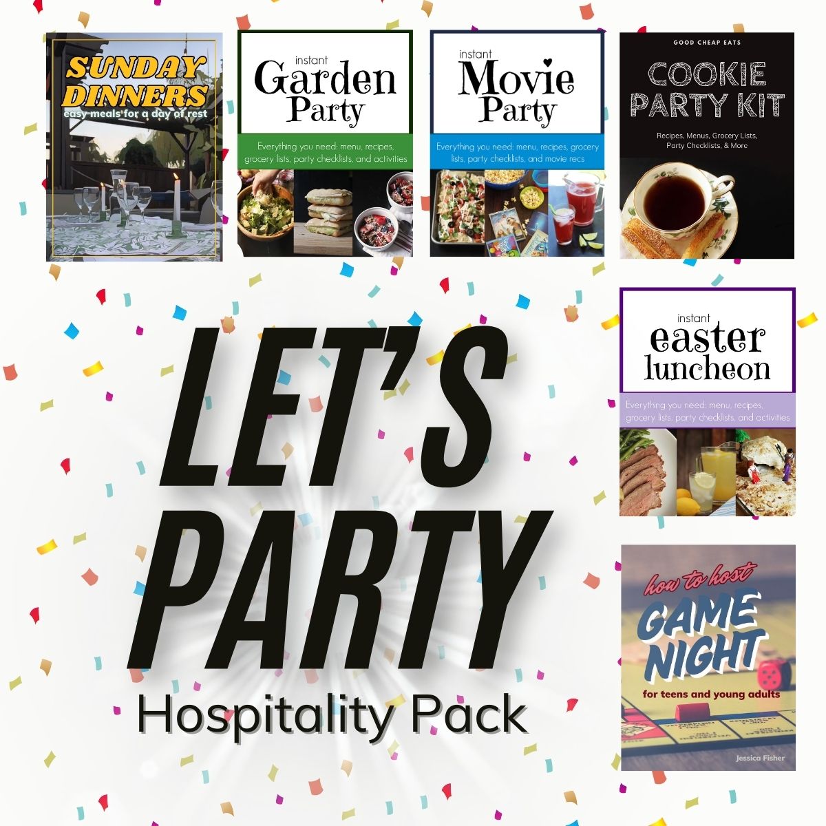 graphic for the let's party hospitality pack.