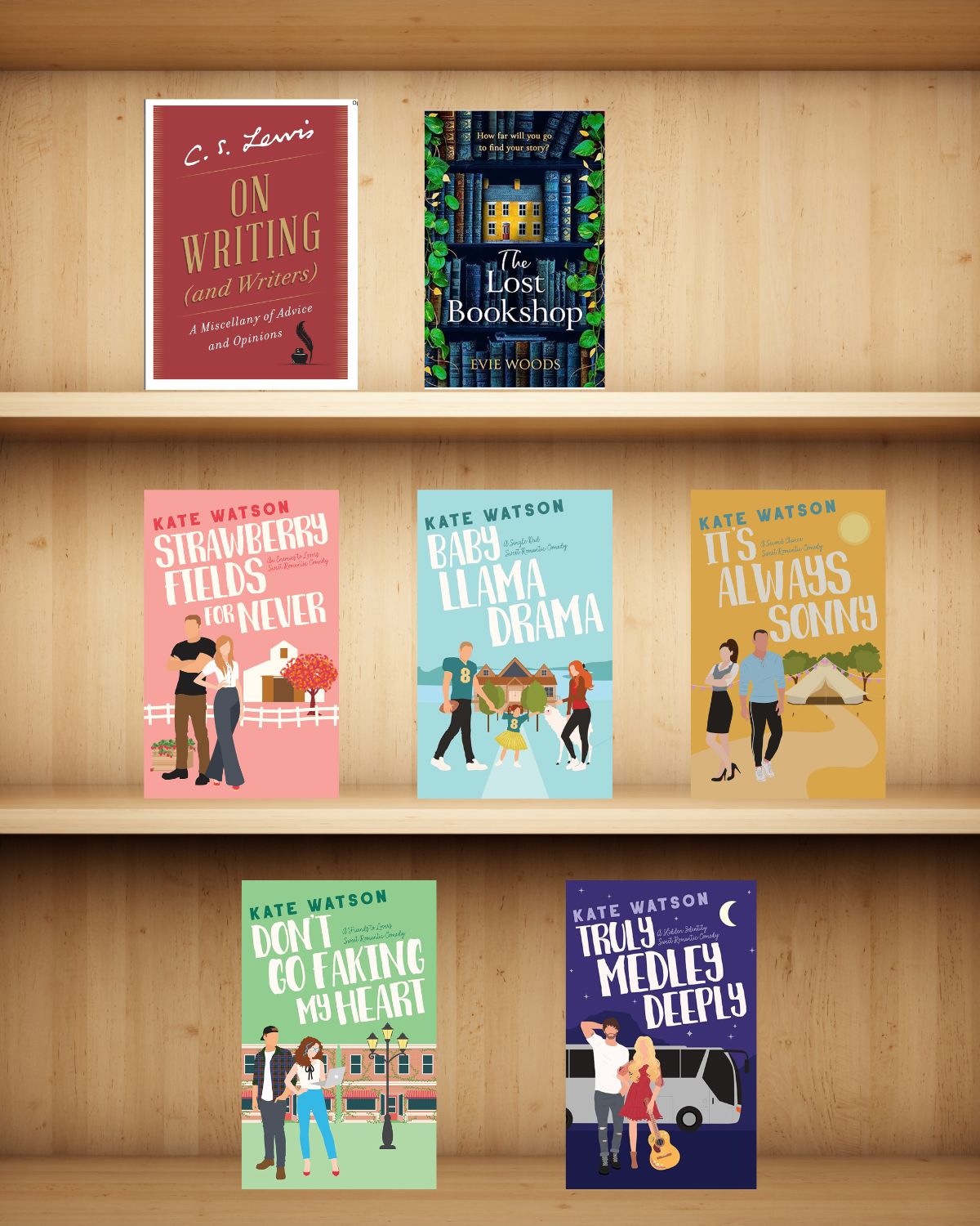 books on a shelf.