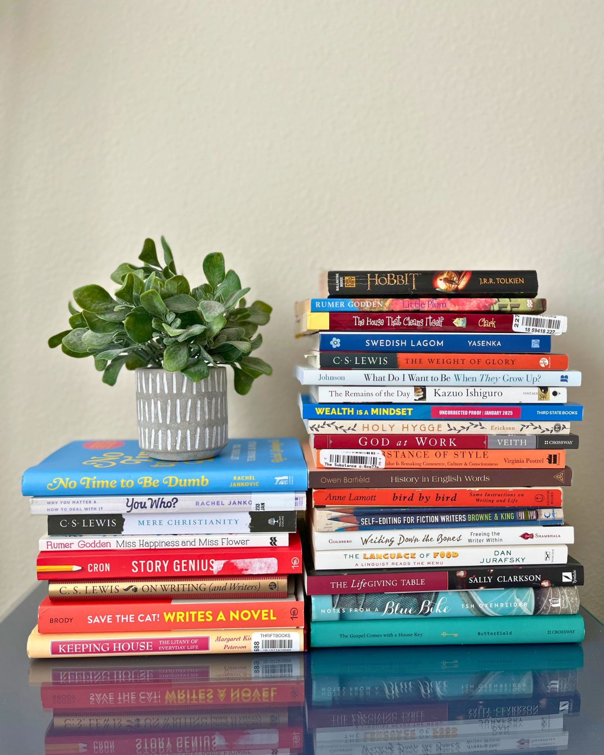 read stack next to TBR stack.