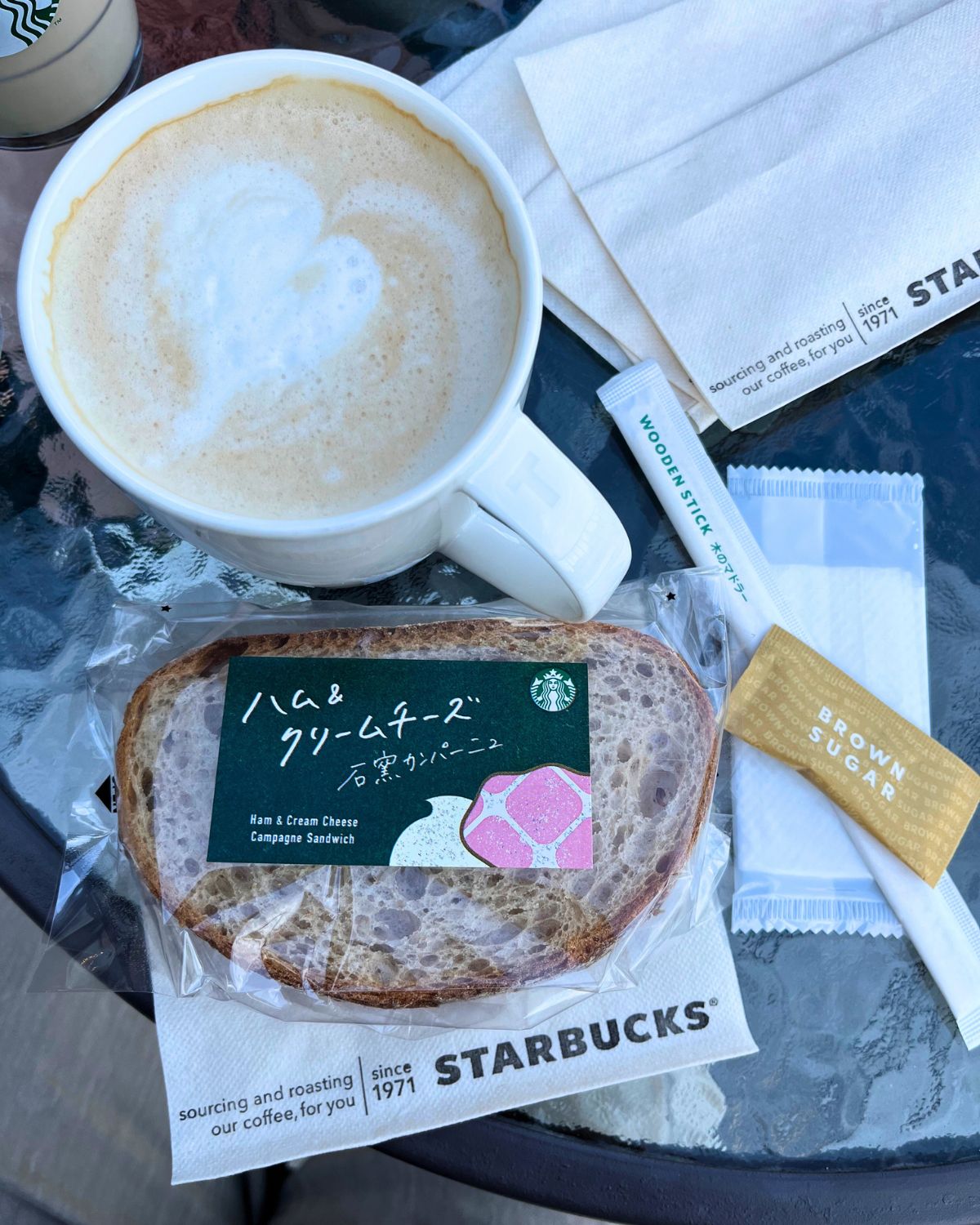 Starbucks coffee and sandwich in Japan.