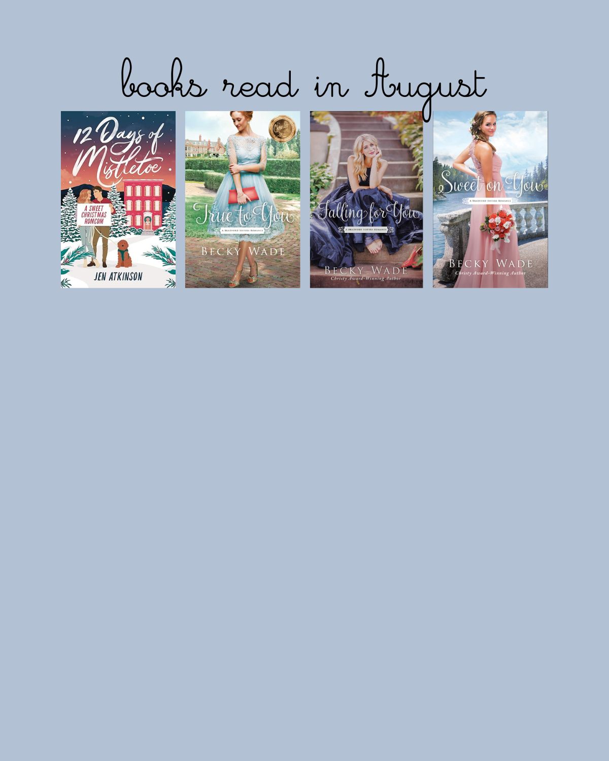 graphic with books read so far in august.