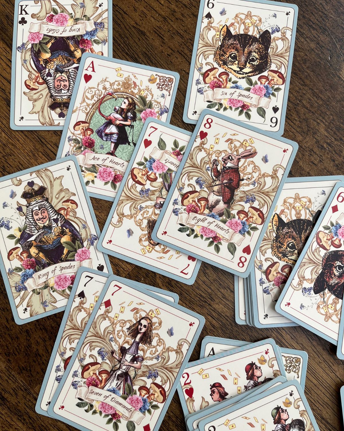 alice in wonderland set with original drawings.