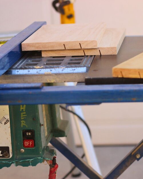 card boards with channels cut on table saw.