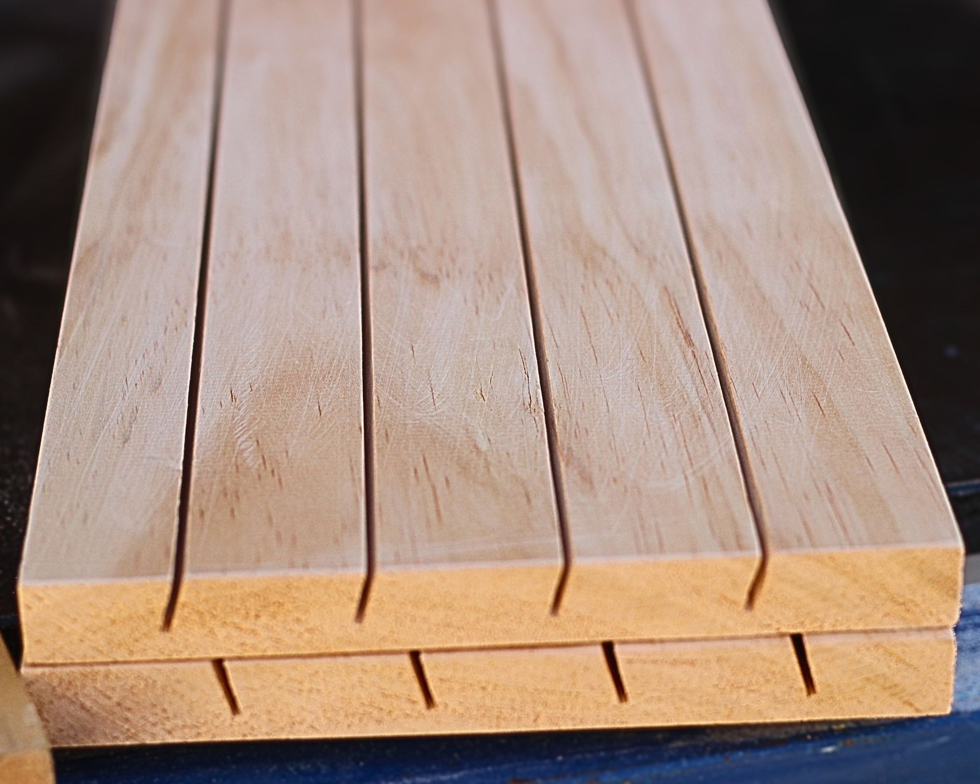 stacked pair of wooden card holders. 