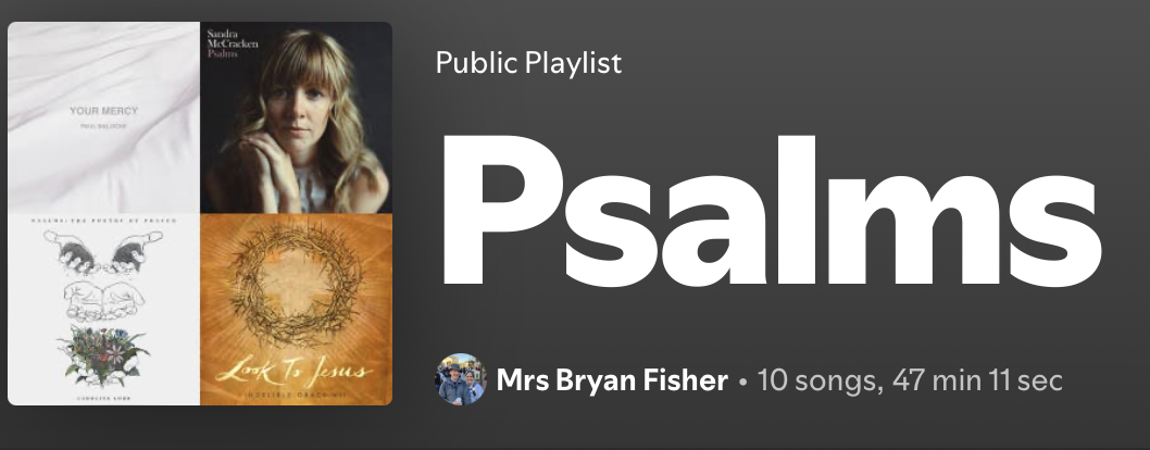 screenshot of psalms playlist.