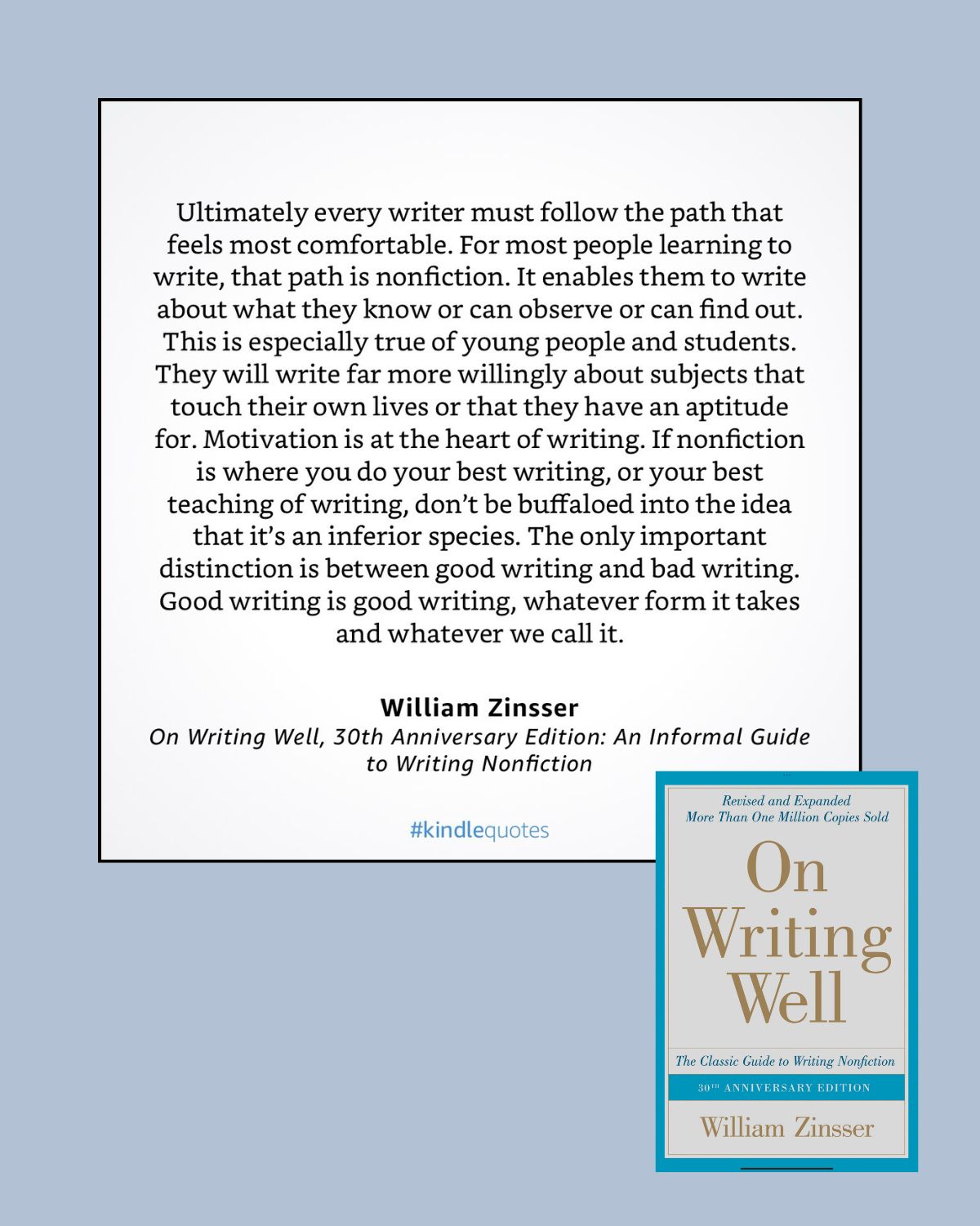 screenshot of quote from on writing well by zinser.
