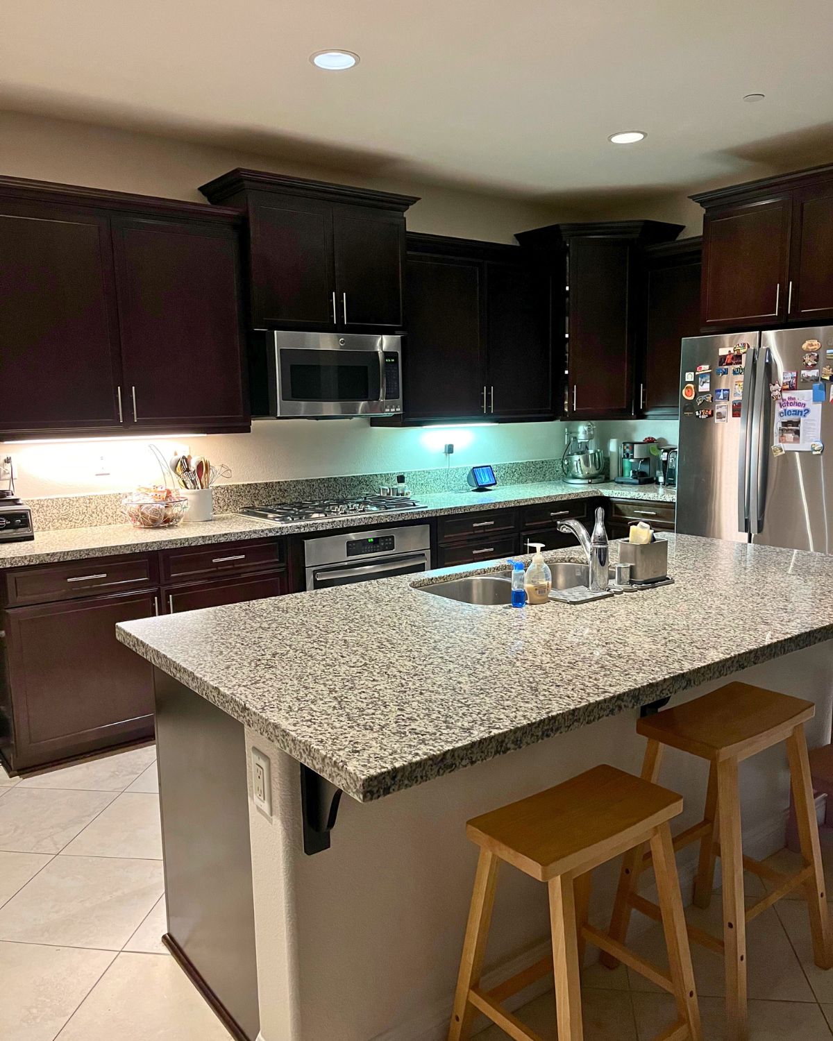 view of clean kitchen early in the morning.