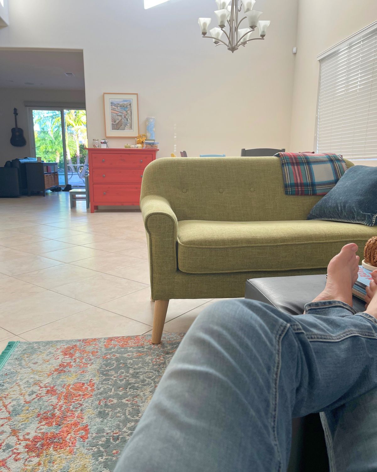 feet up on my ottoman after cleaning.