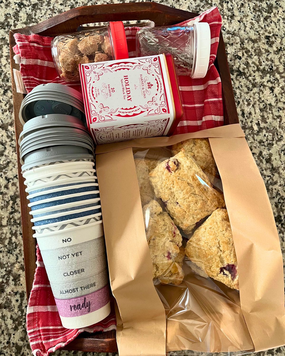 tea tray packed to go.