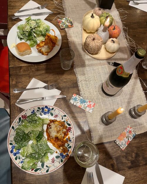 overhead shot of sunday dinner.