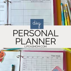 collage of planner pages, with text overlay.