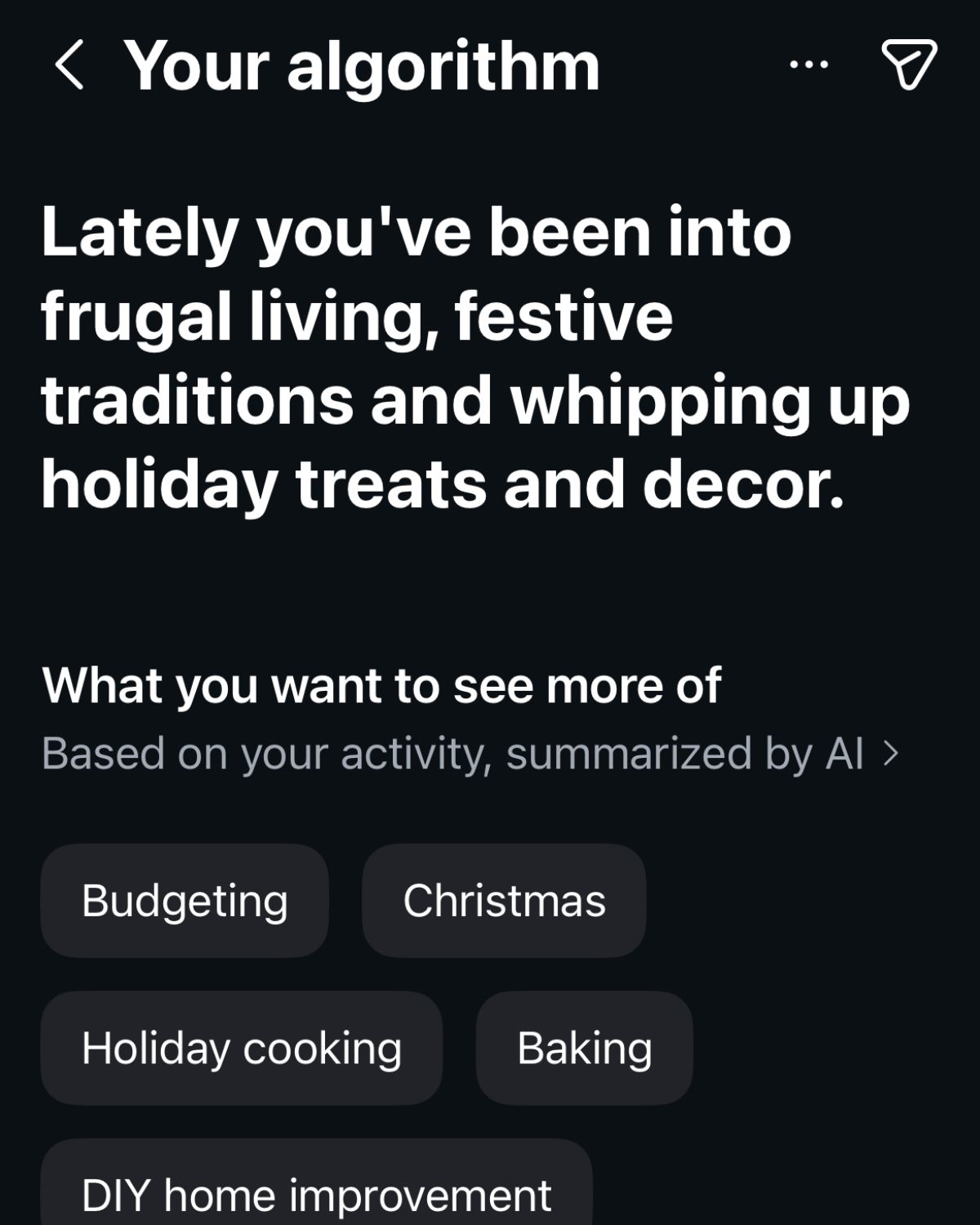 algorithm screen from instagram.