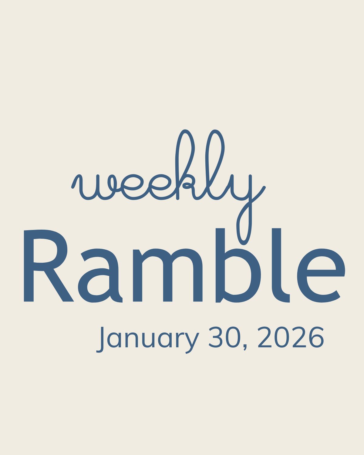 The Weekly Ramble – January 30, 2026