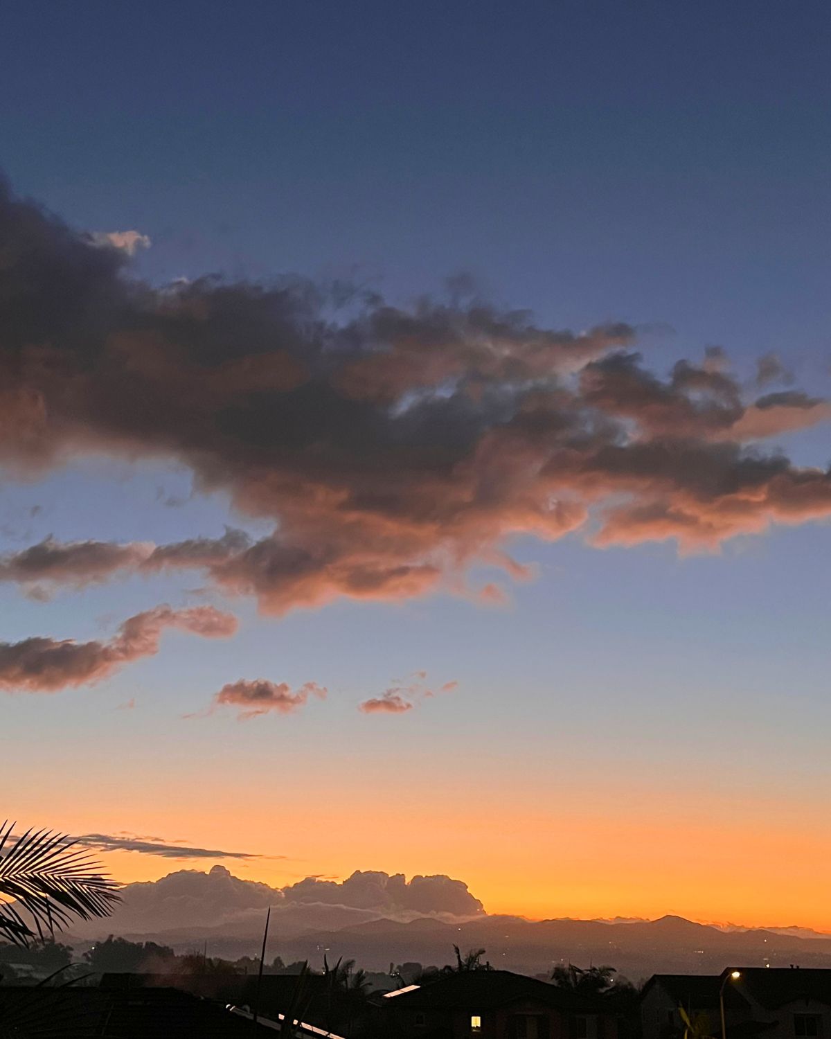 January sunrise with lots of clouds.