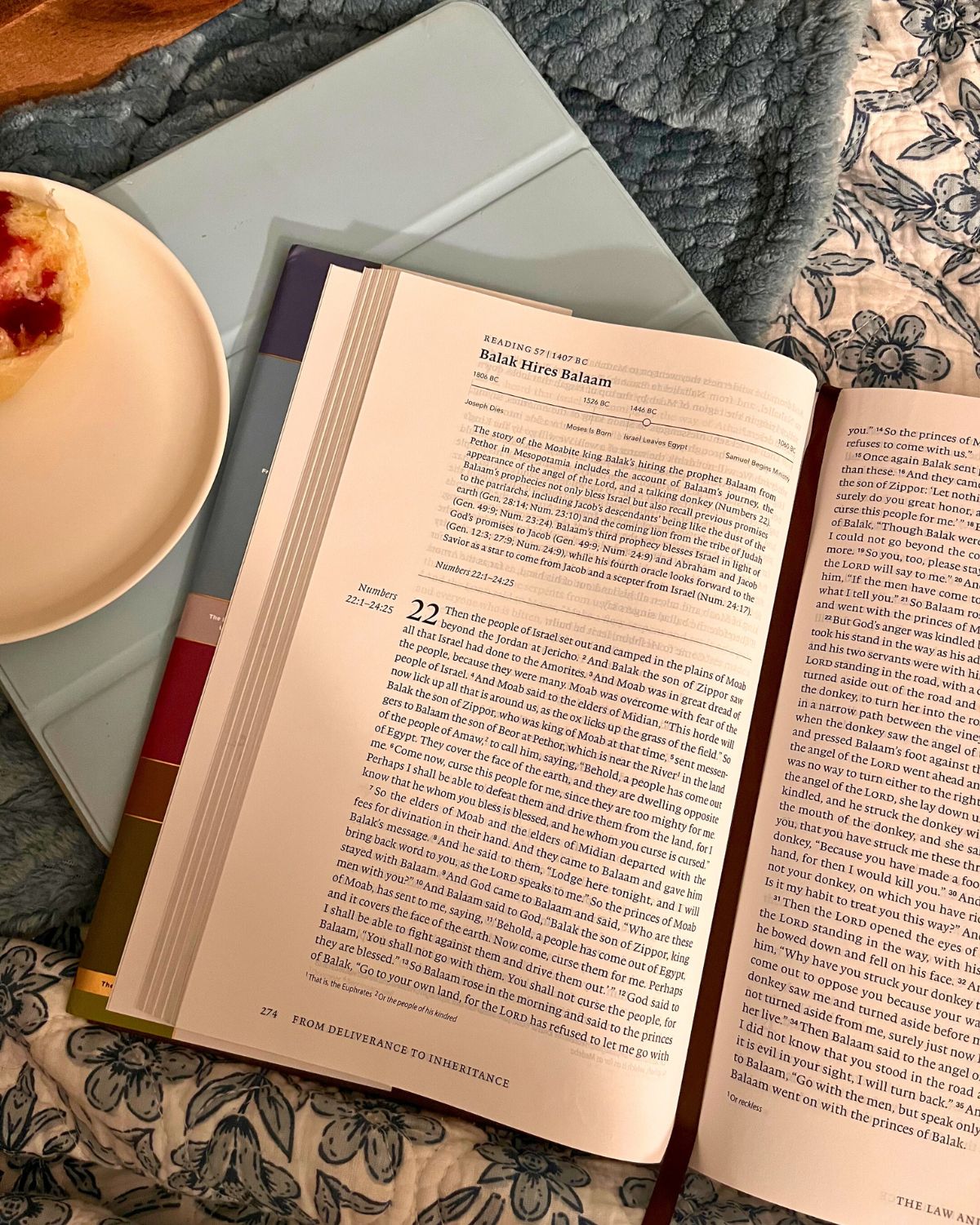 chronological bible open to story of Baalam.