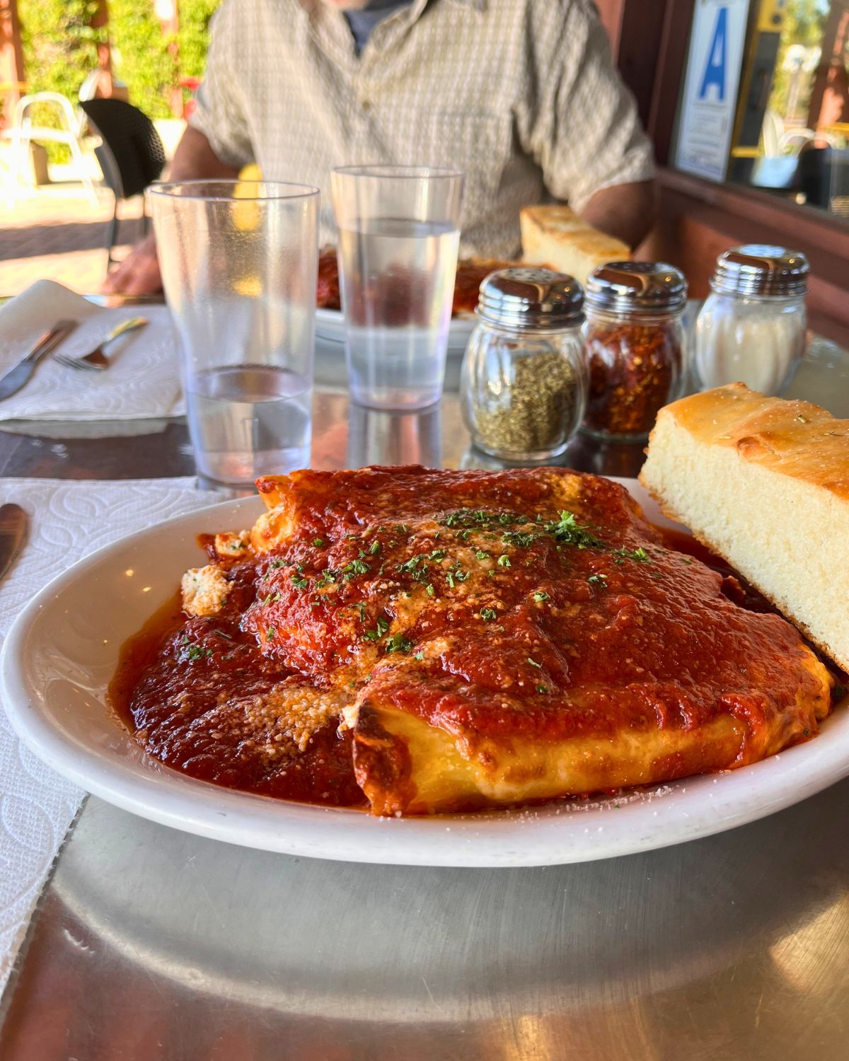 plate of manicotti from Spirito's Carlsbad.