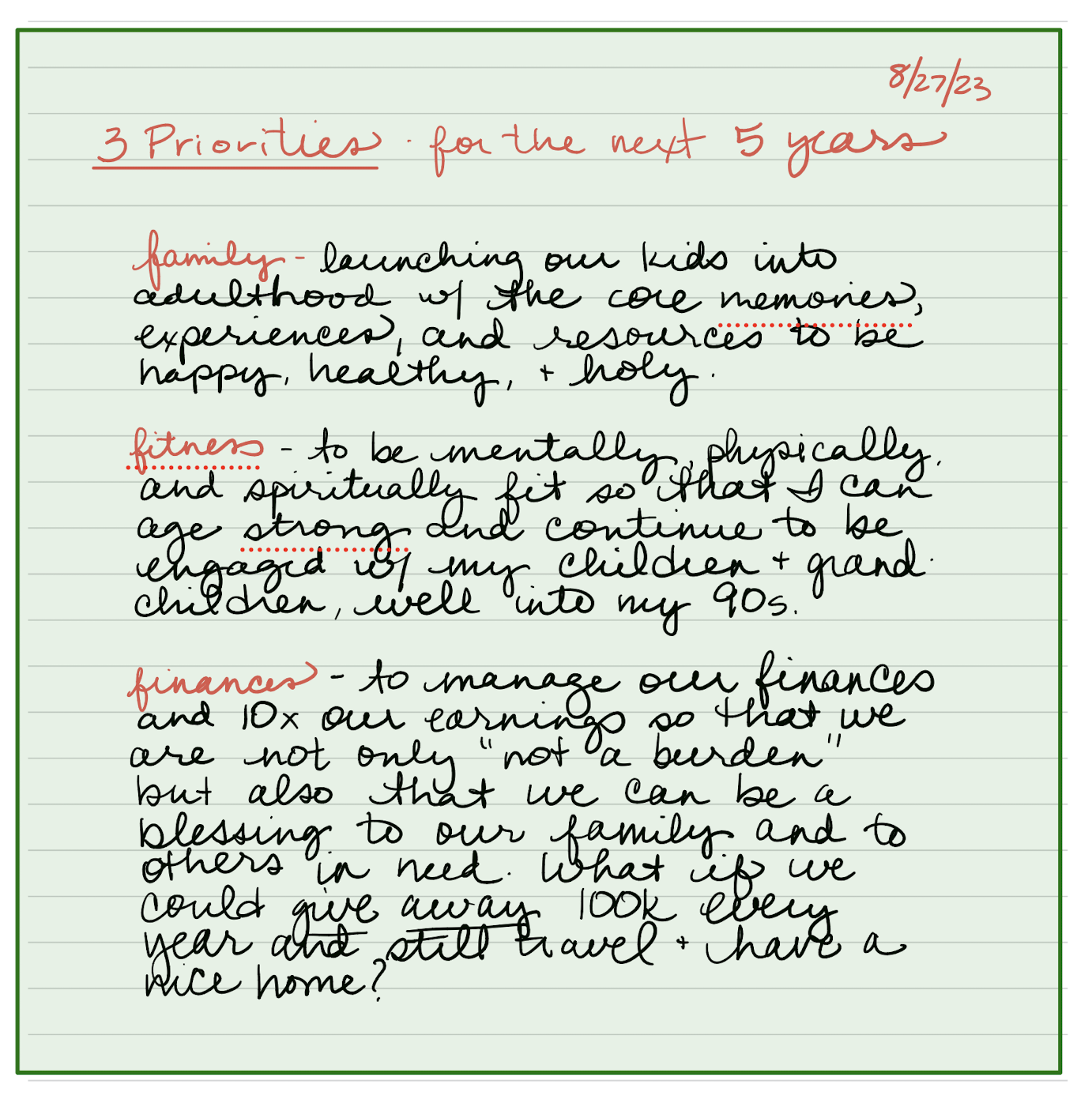 screenshot of priorities from 2023.