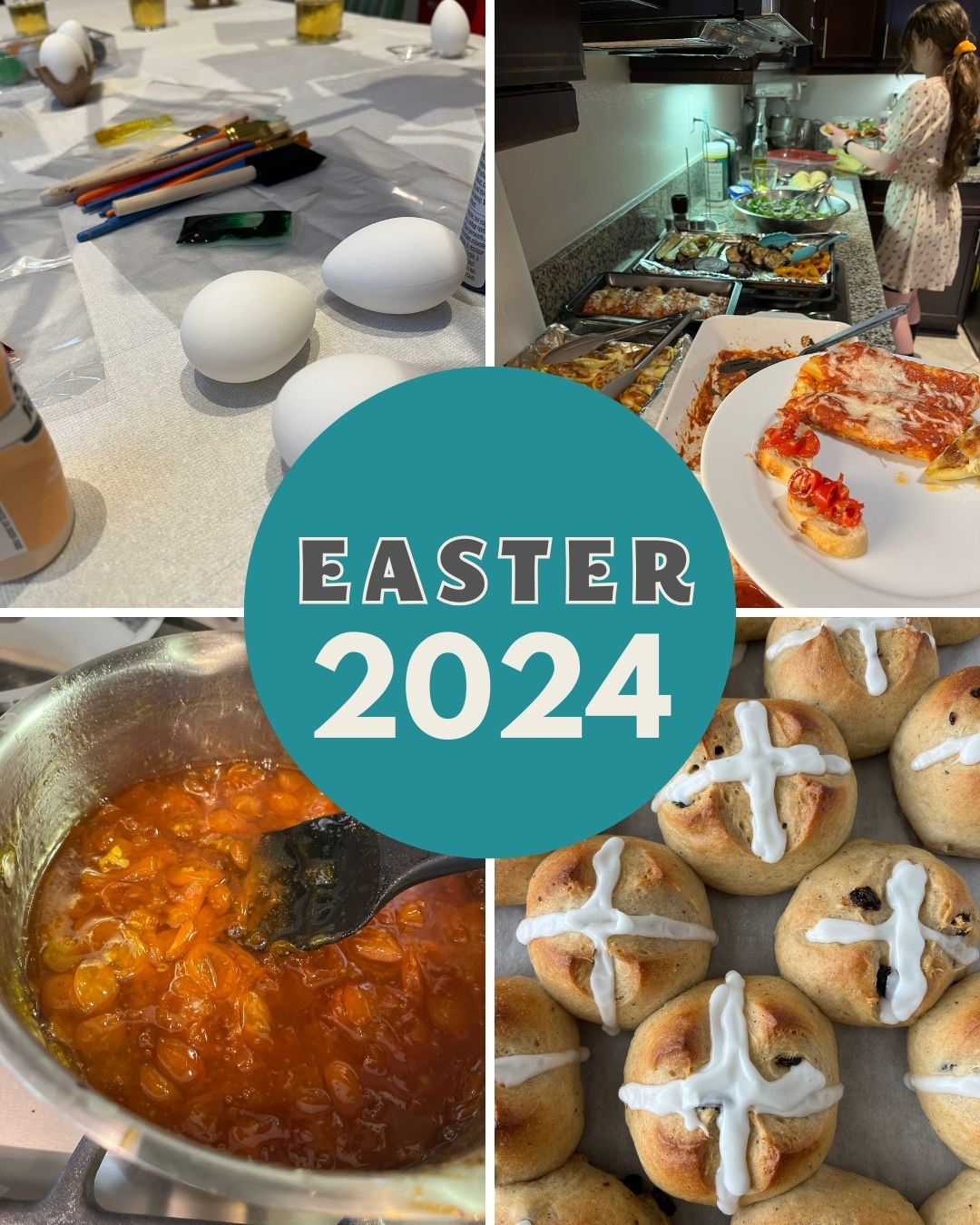 collage of easter 2024 food and craft.