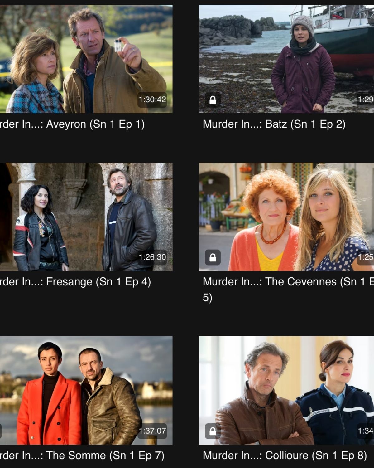 screen shot of murder in episodes on mhz.