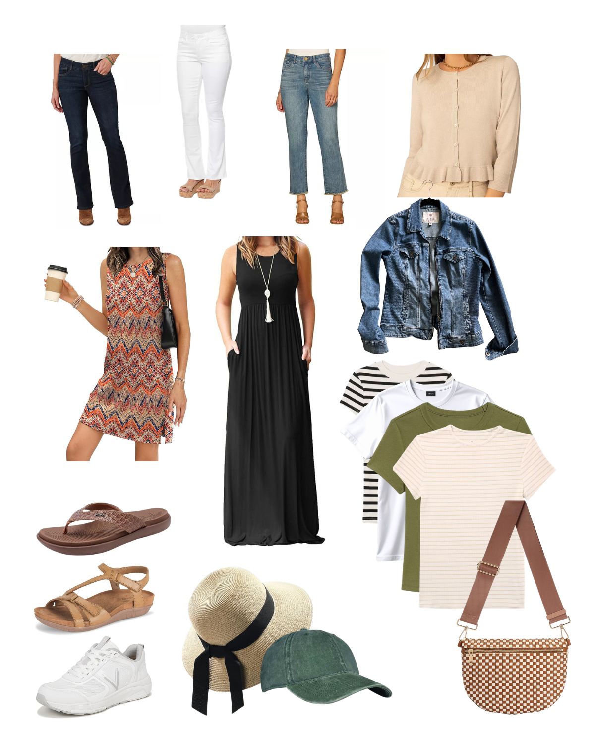 collage of items in my spring wardrobe.