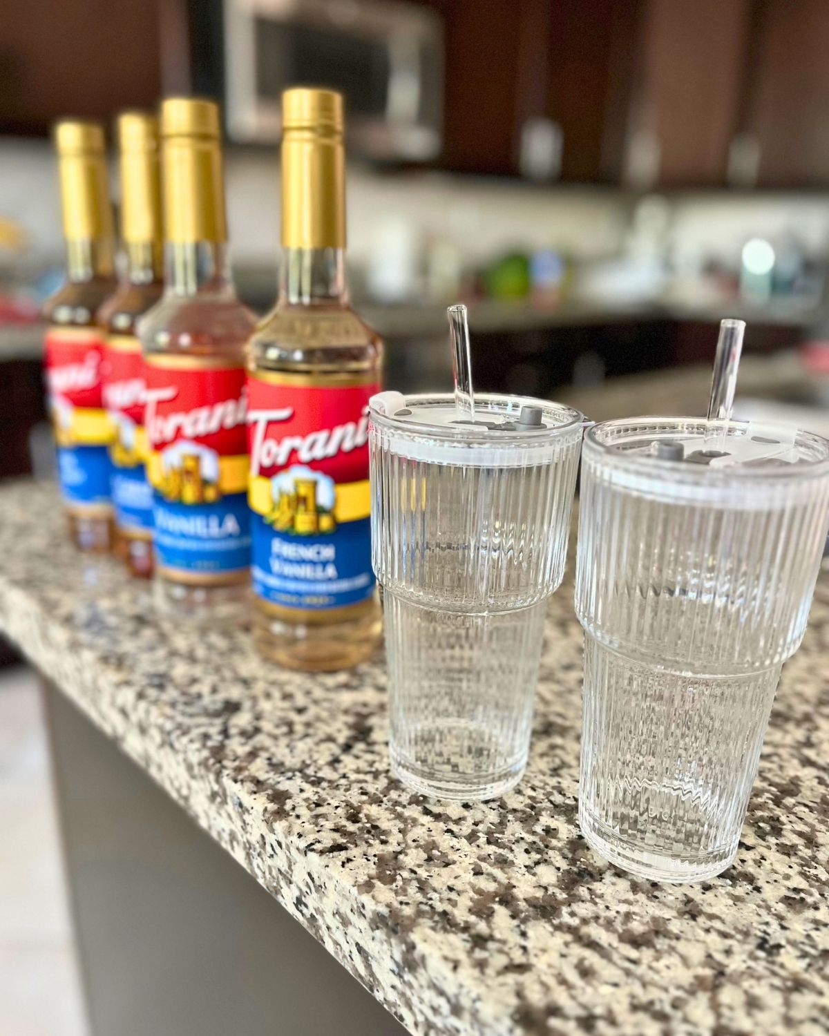 summer drinks supplies on counter.