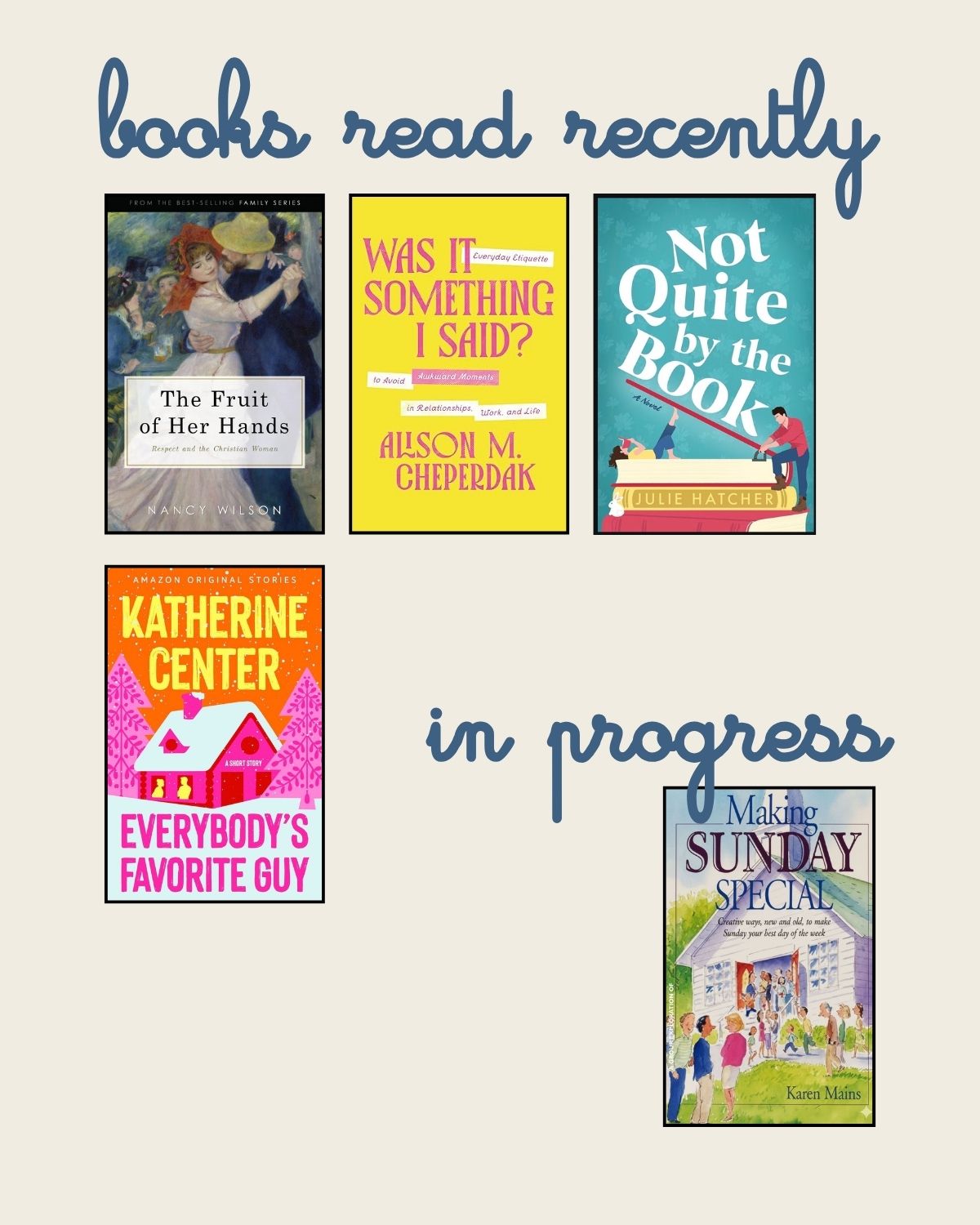 reading log for the week.