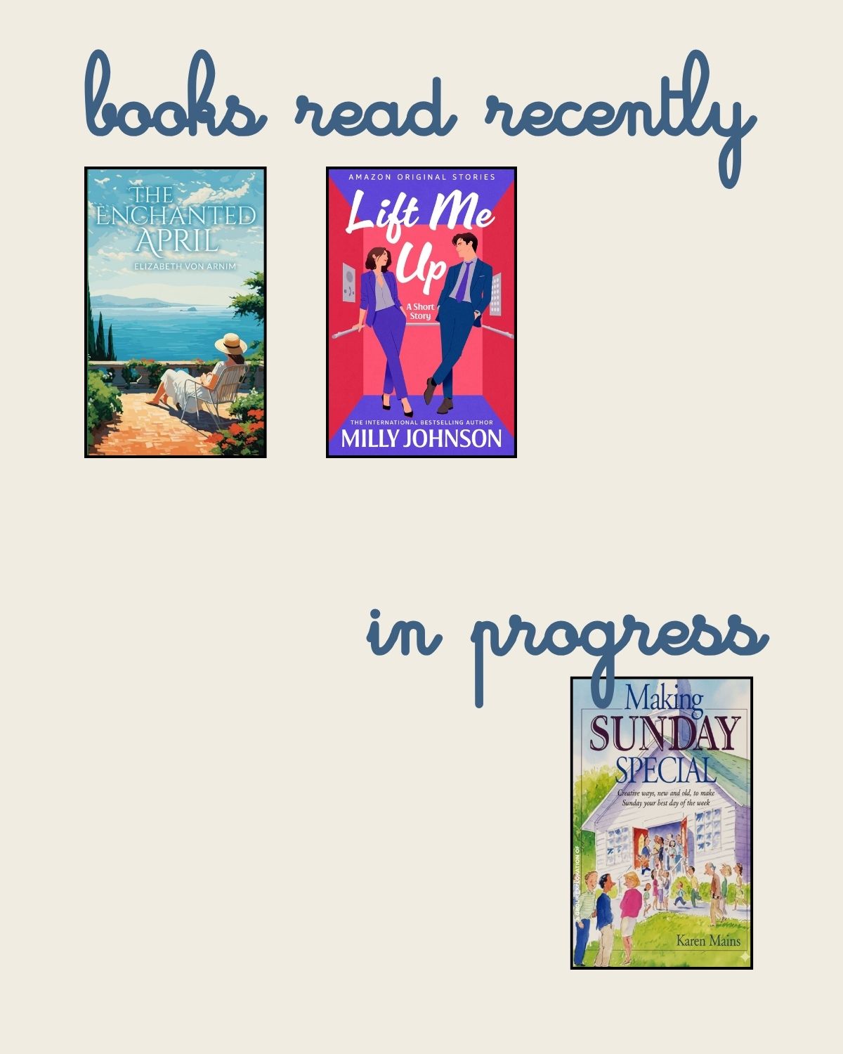 collage of books read this week.