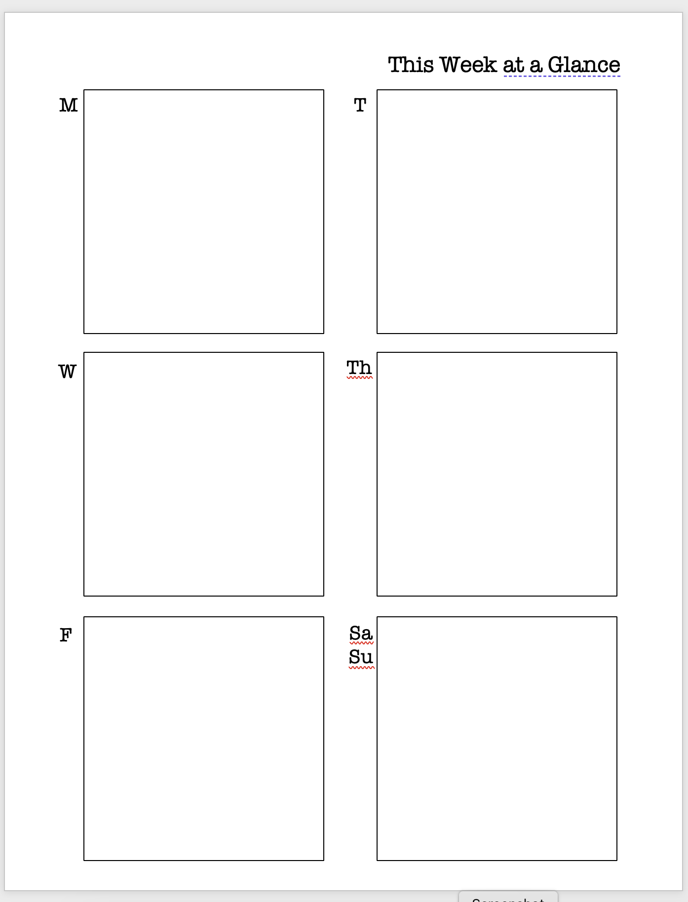 potential new page in print and go planner.