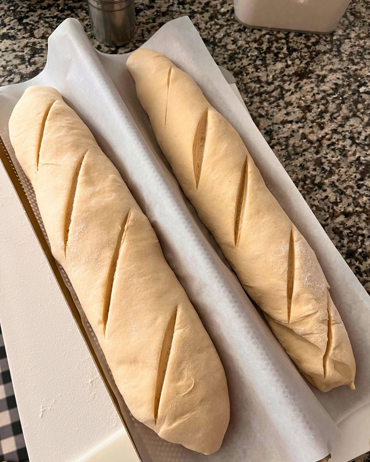baguettes rising prior to baking.